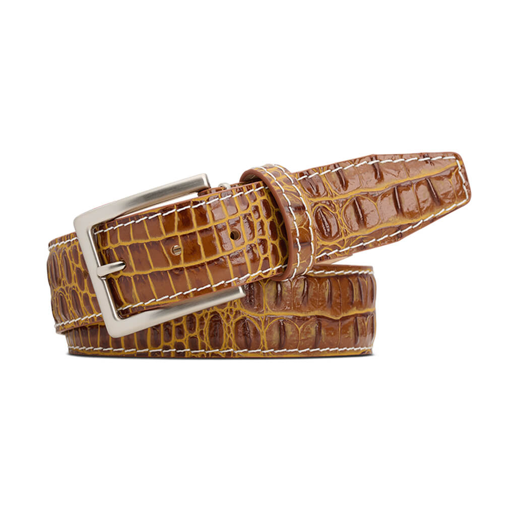 Gold Mock Croc Leather Belt