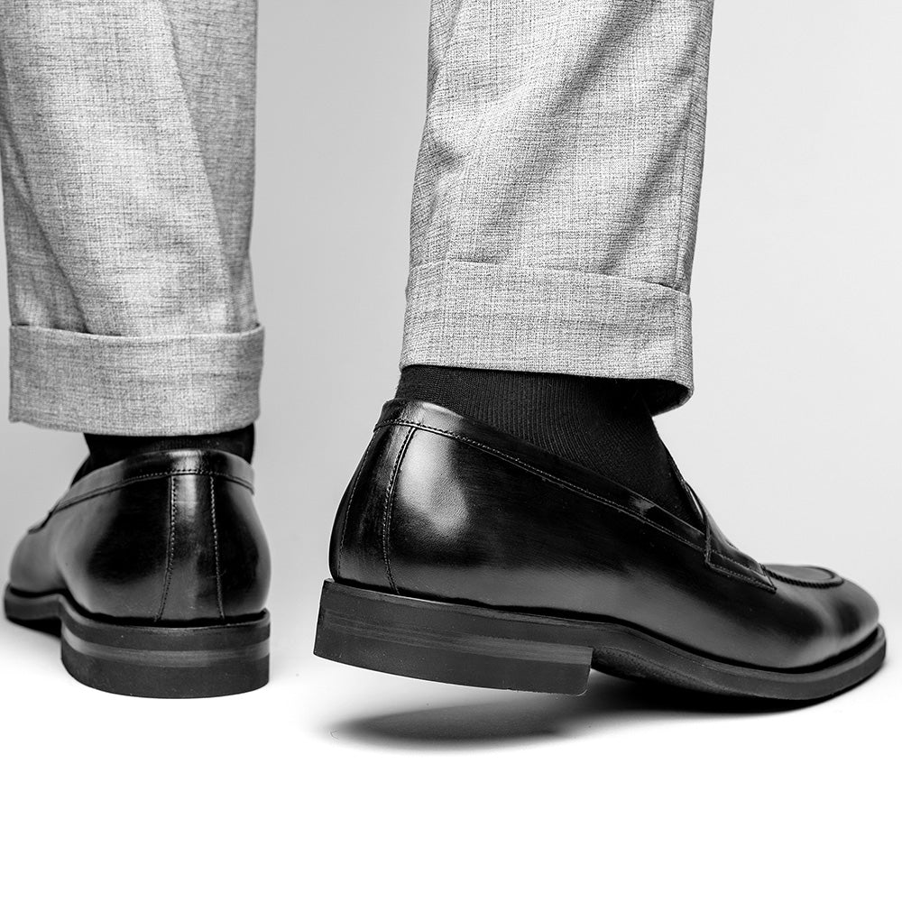 Zelli Italia 15-400-BLK ROMA Hand Burnished Calfskin Penny Loafer Black View 10