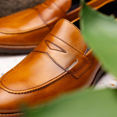 Zelli Italia 15-400-CML ROMA Hand Burnished Calfskin Penny Loafer Camel View 9