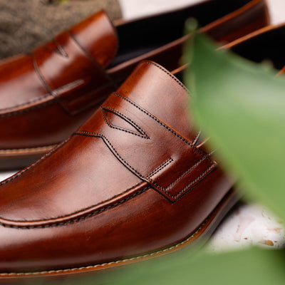 Zelli Italia 15-400-CGN ROMA Hand Burnished Calfskin Penny Loafer Cognac View 9