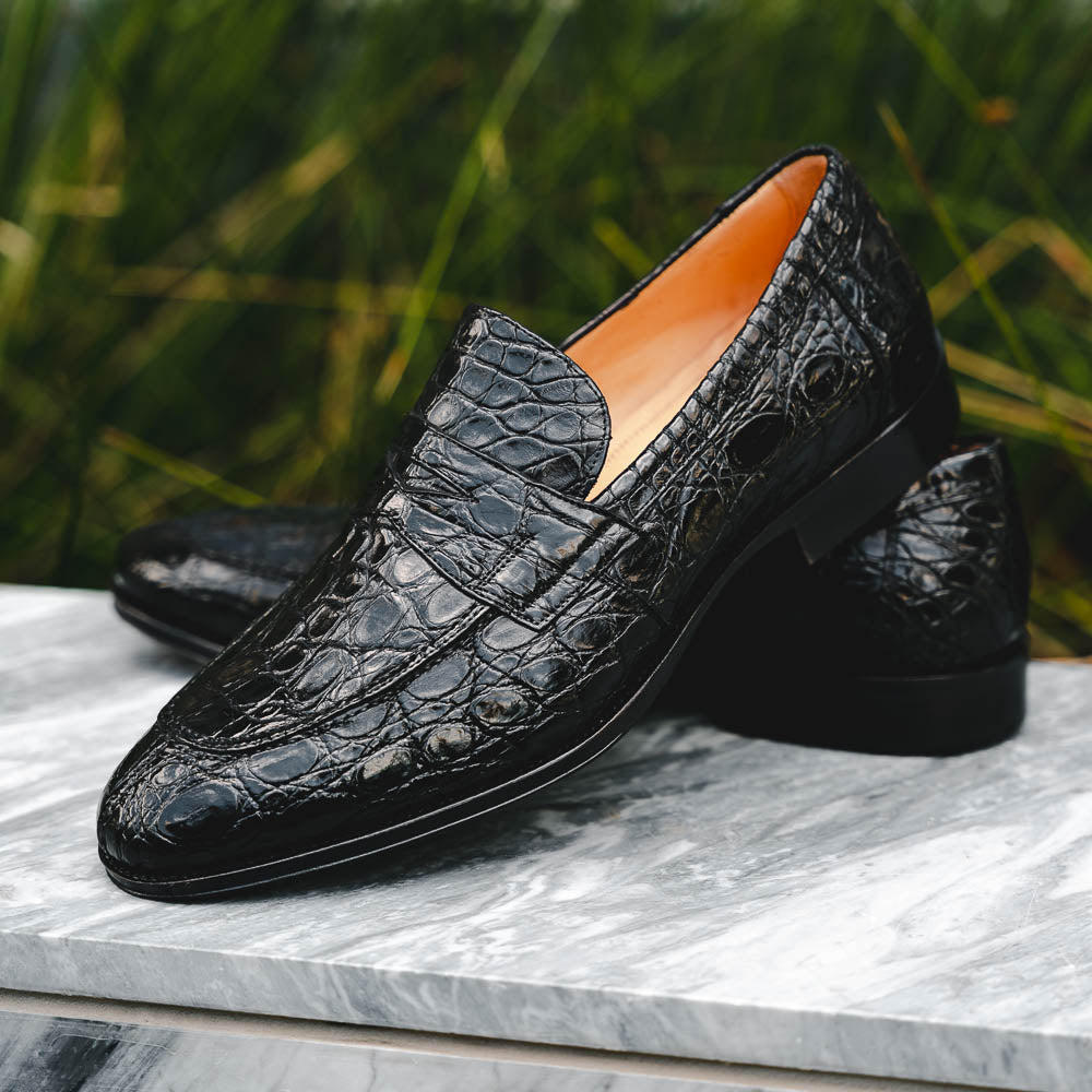 Zelli Italia 11-201-BKM ROMA Crocodile Penny Loafer, Black View 12