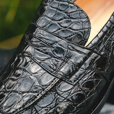 Zelli Italia 11-201-BKM ROMA Crocodile Penny Loafer, Black View 13