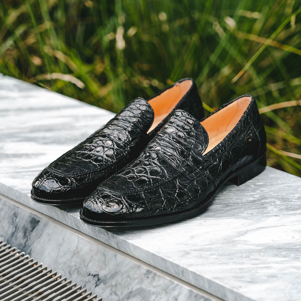 Zelli Italia 11-201-BKM ROMA Crocodile Penny Loafer, Black View 14