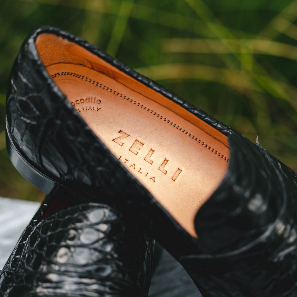 Zelli Italia 11-201-BKM ROMA Crocodile Penny Loafer, Black View 15
