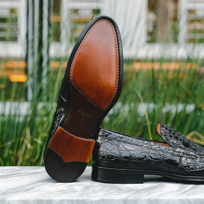 Zelli Italia 11-201-BKM ROMA Crocodile Penny Loafer, Black View 16