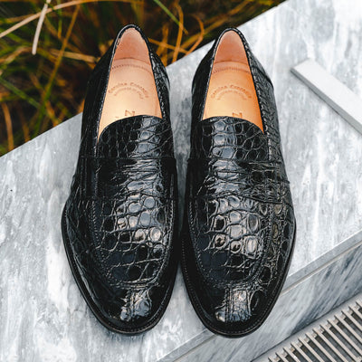 Zelli Italia 11-201-BKM ROMA Crocodile Penny Loafer, Black View 17