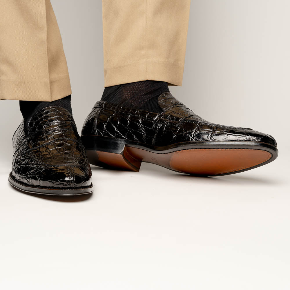 Zelli Italia 11-201-BKM ROMA Crocodile Penny Loafer, Black View 9