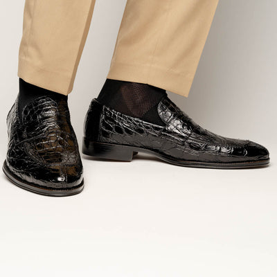 Zelli Italia 11-201-BKM ROMA Crocodile Penny Loafer, Black View 10