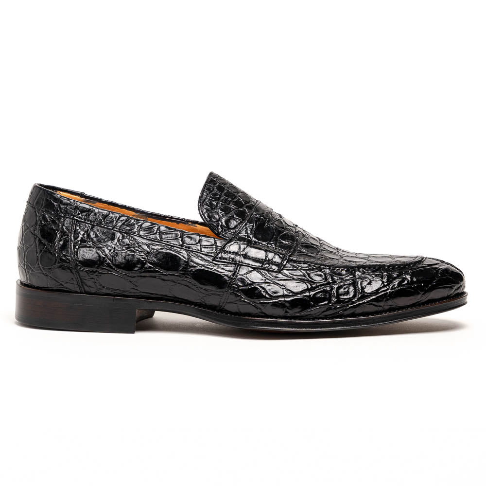 Zelli Italia 11-201-BKM ROMA Crocodile Penny Loafer, Black Front View