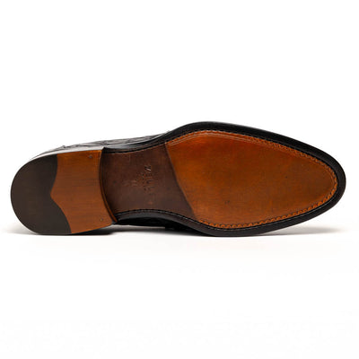 Zelli Italia 11-201-BKM ROMA Crocodile Penny Loafer, Black Back View