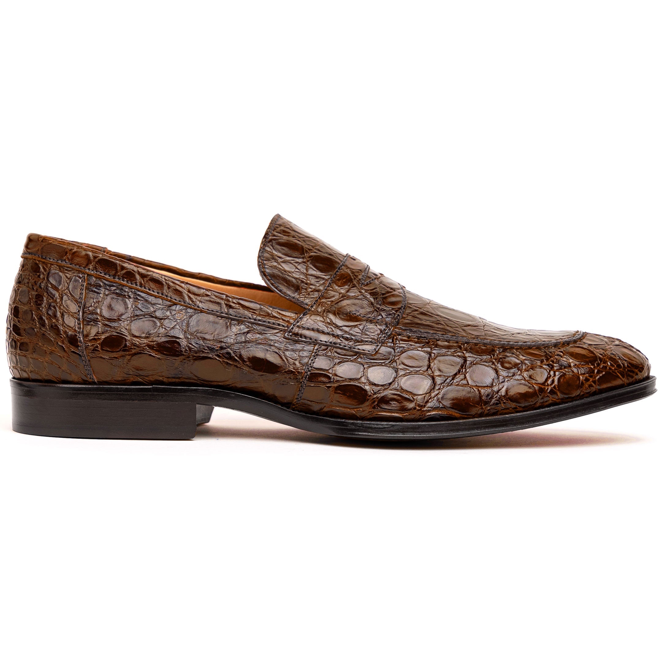 Zelli Italia 11-201-CGM ROMA Crocodile Penny Loafer, Cognac Front View