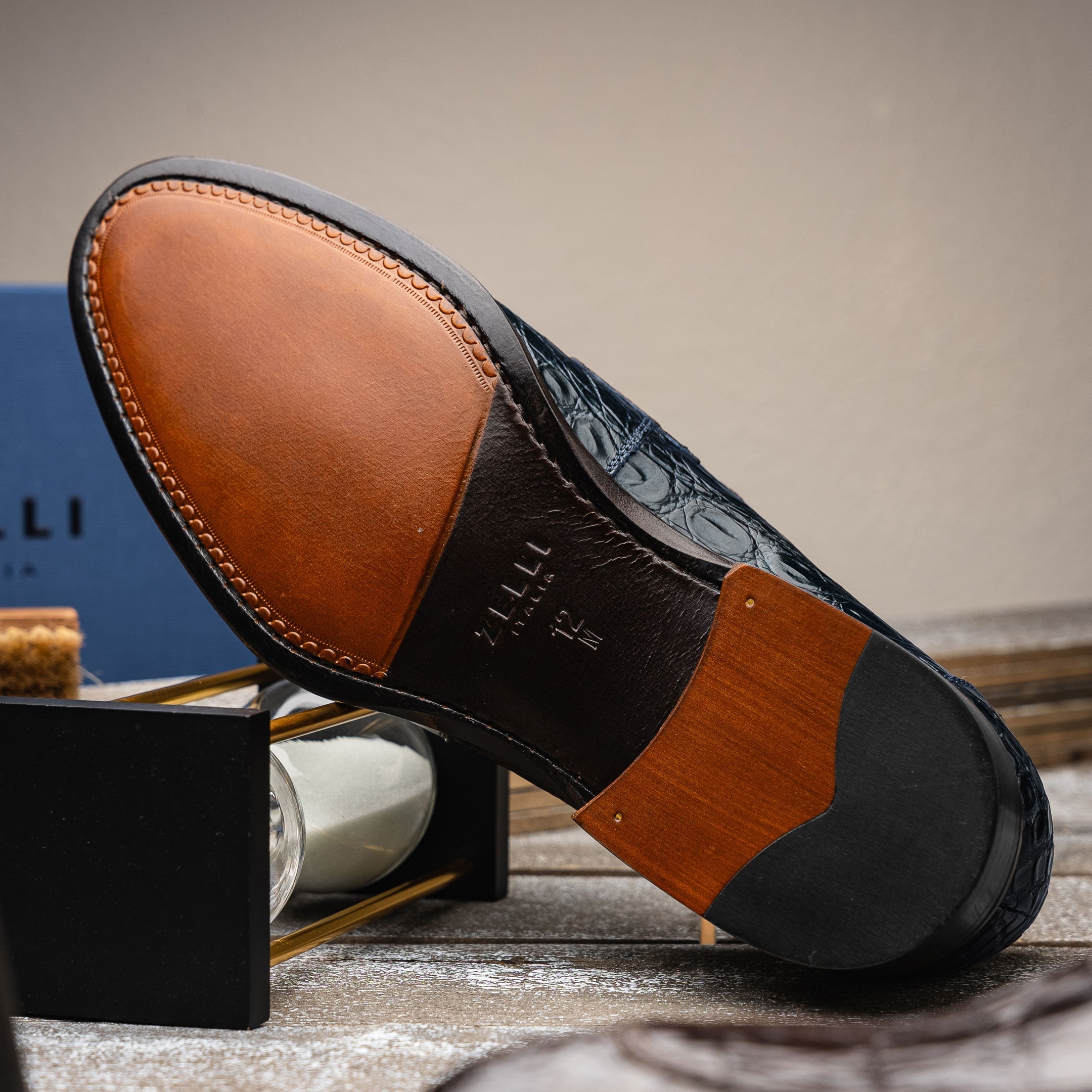 Zelli Italia 11-201-NVY ROMA Crocodile Penny Loafer, Navy View 14
