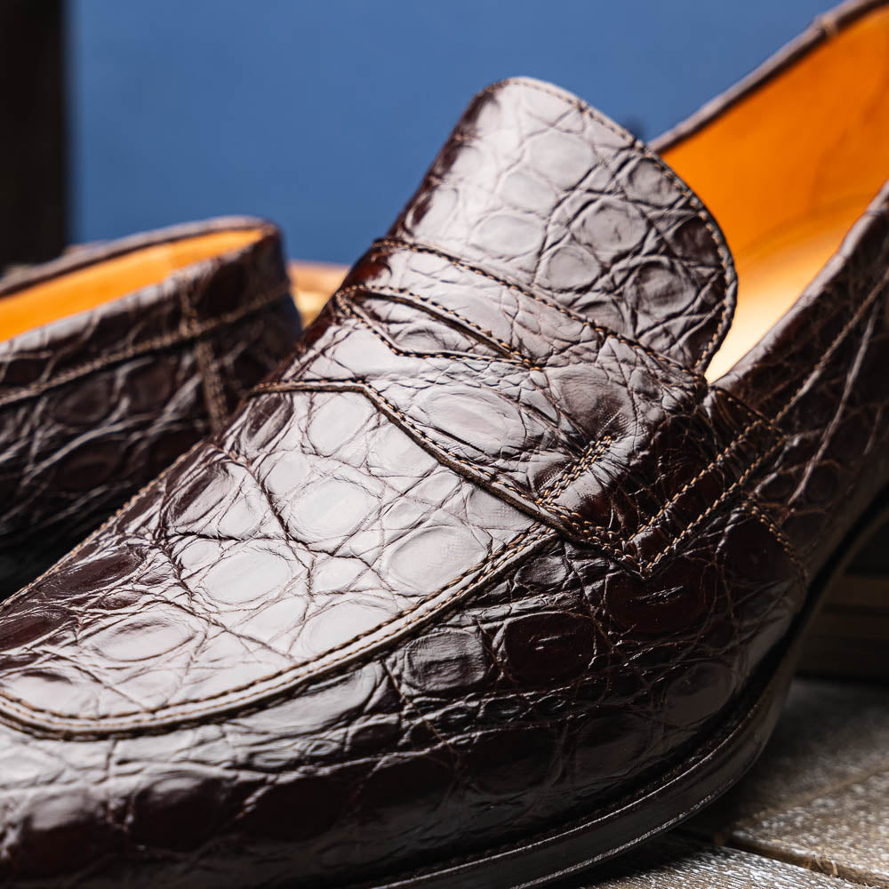 Zelli Italia 11-201-NIC ROMA Crocodile Penny Loafer, Nicotine View 13