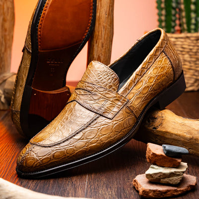 Zelli Italia 11-201-TPE ROMA Crocodile Penny Loafer, Taupe Bottom View