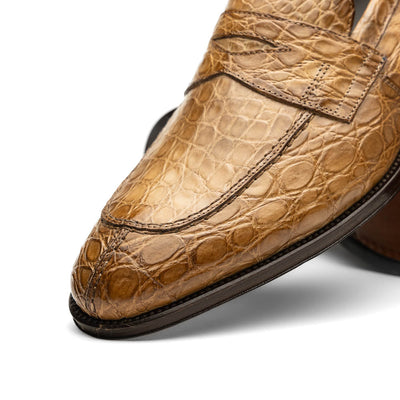Zelli Italia 11-201-TPE ROMA Crocodile Penny Loafer, Taupe Back View