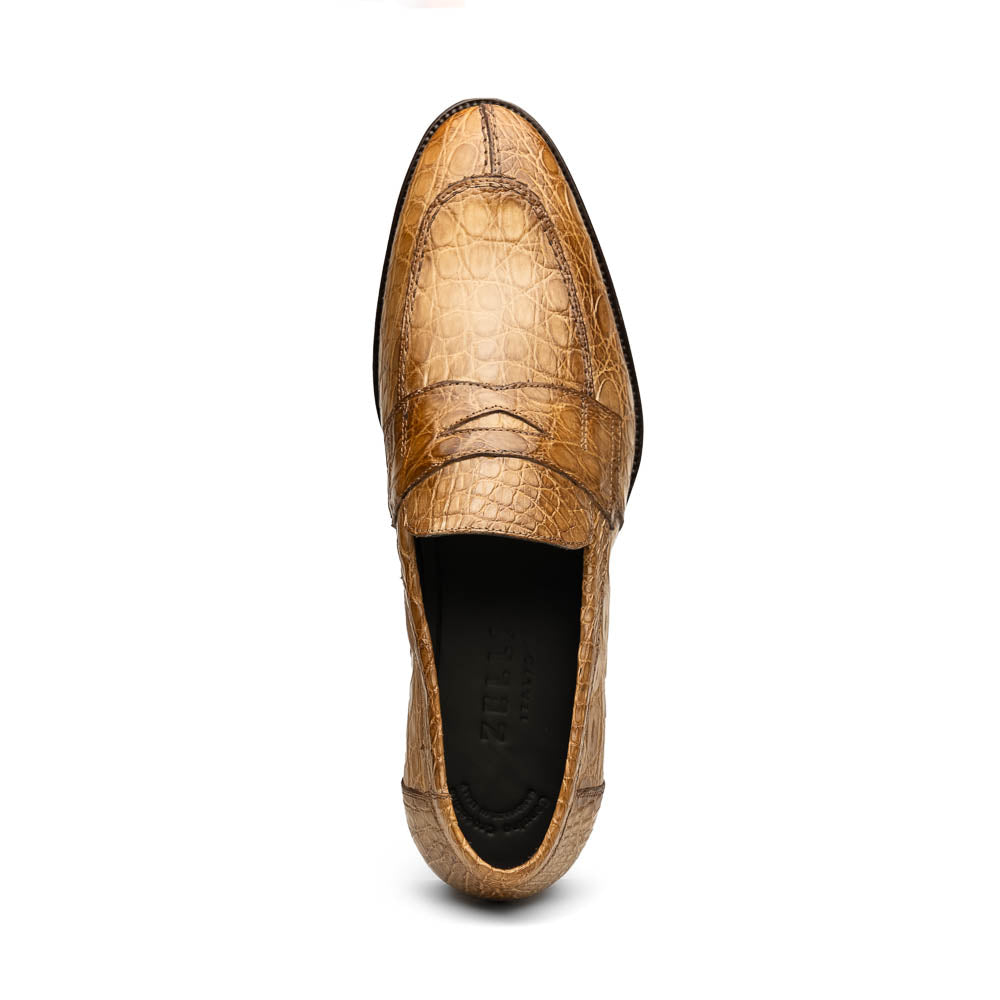 Zelli Italia 11-201-TPE ROMA Crocodile Penny Loafer, Taupe Detail View