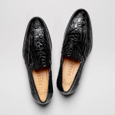 Zelli Italia 11-201-BKM ROMA Crocodile Penny Loafer, Black Detail View
