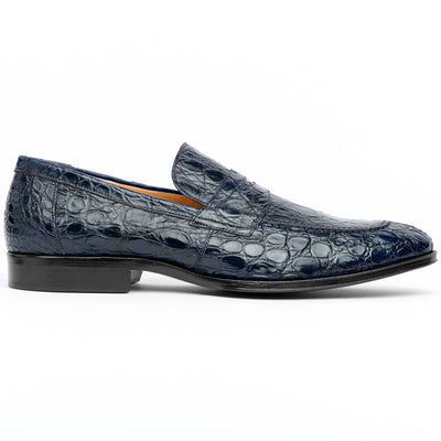 Zelli Italia 11-201-NVY ROMA Crocodile Penny Loafer, Navy Front View
