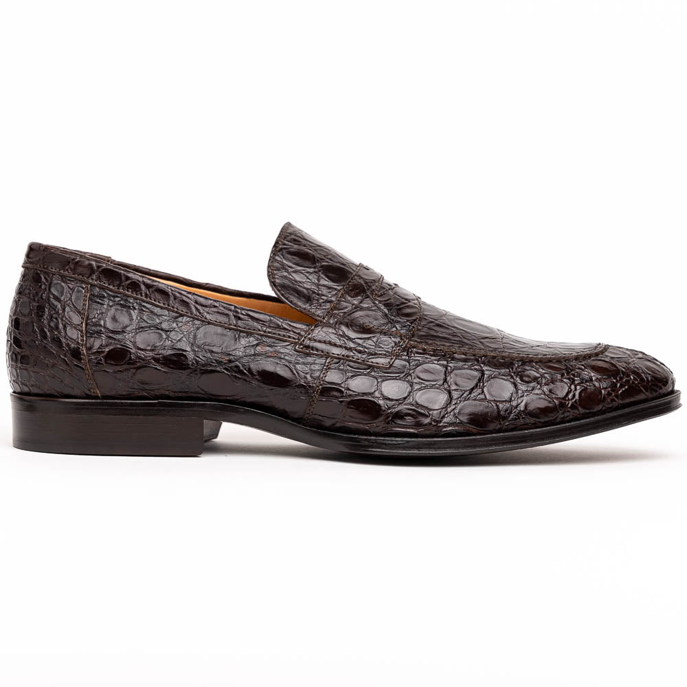 Zelli Italia 11-201-NIC ROMA Crocodile Penny Loafer, Nicotine Front View