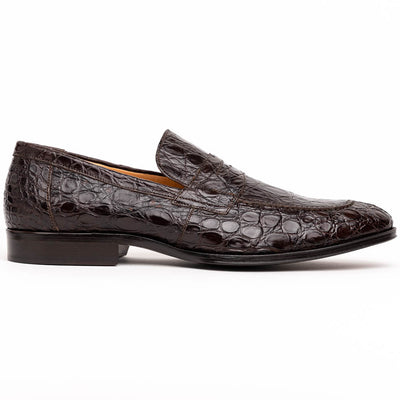 Zelli Italia 11-201-NIC ROMA Crocodile Penny Loafer, Nicotine Front View