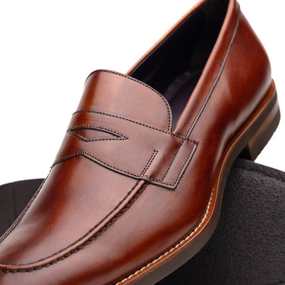 Zelli Italia 15-400-CGN ROMA Hand Burnished Calfskin Penny Loafer Cognac Angled View