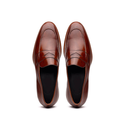 Zelli Italia 15-400-CGN ROMA Hand Burnished Calfskin Penny Loafer Cognac Back View