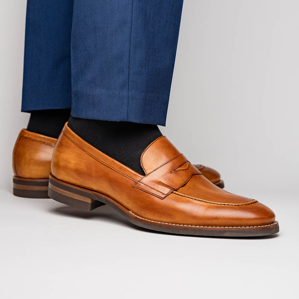 Zelli Italia 15-400-CML ROMA Hand Burnished Calfskin Penny Loafer Camel View 11