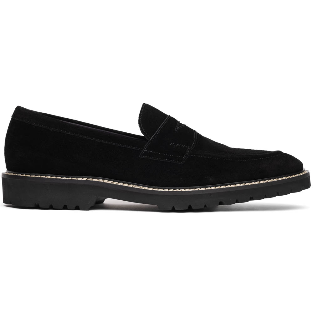 Zelli Italia Men's 16-657-BLK ROMA Italian Suede Penny Loafers Black
