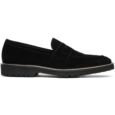Zelli Italia Men's 16-657-BLK ROMA Italian Suede Penny Loafers Black