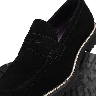Zelli Italia Men's 16-657-BLK ROMA Italian Suede Penny Loafers Black