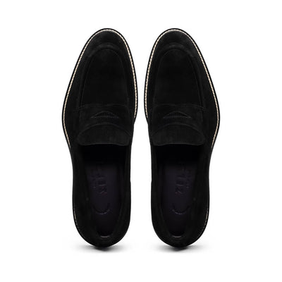 Zelli Italia Men's 16-657-BLK ROMA Italian Suede Penny Loafers Black