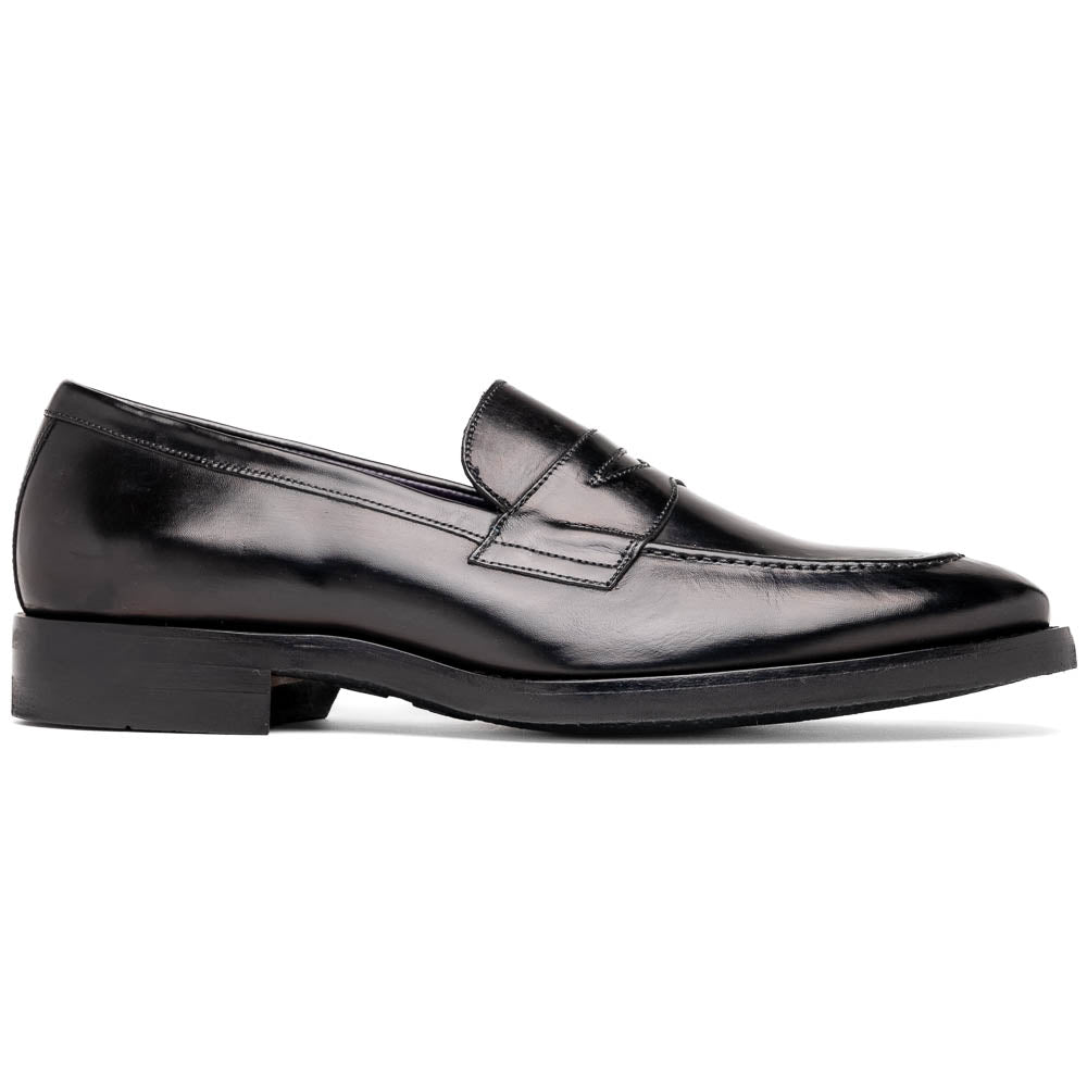 Zelli Italia 15-400-BLK ROMA Hand Burnished Calfskin Penny Loafer Black Front View