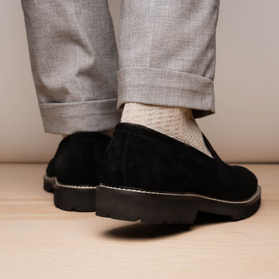 Zelli Italia Men's 16-657-BLK ROMA Italian Suede Penny Loafers Black