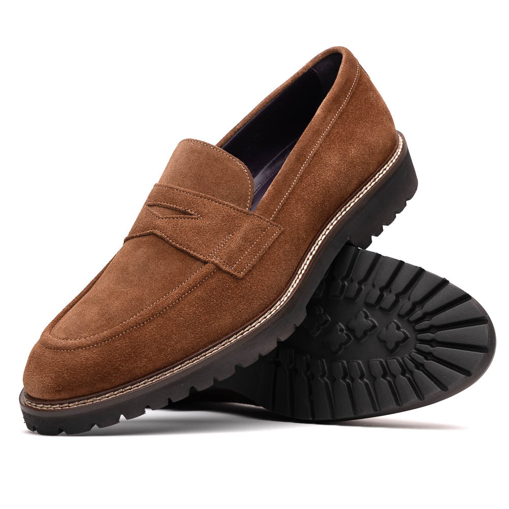 Zelli Italia Men's 16-657-TOB ROMA Italian Suede Penny Loafers Tobacco