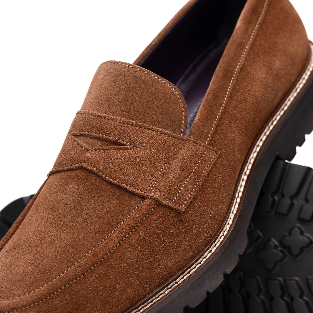 Zelli Italia Men's 16-657-TOB ROMA Italian Suede Penny Loafers Tobacco