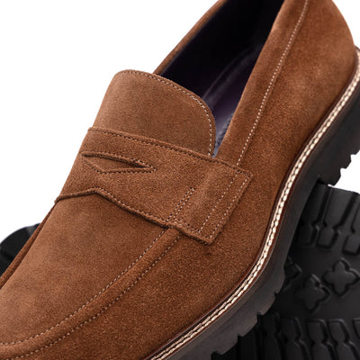 Zelli Italia Men's 16-657-TOB ROMA Italian Suede Penny Loafers Tobacco