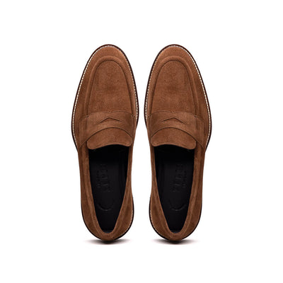 Zelli Italia Men's 16-657-TOB ROMA Italian Suede Penny Loafers Tobacco