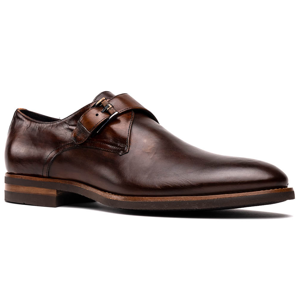 Zelli Italia Men's 55-605-CST ROMAN Italian Calfskin Monkstrap Chestnut