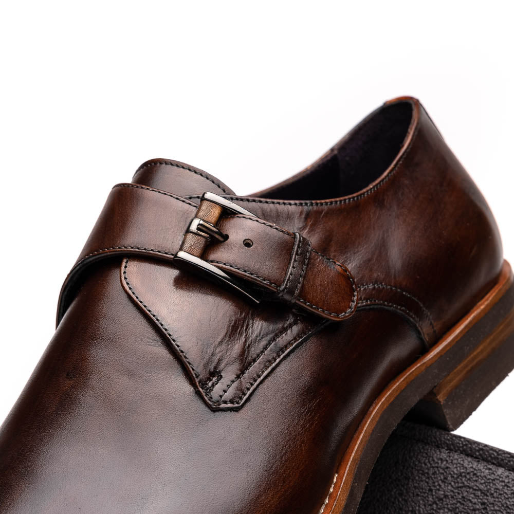 Zelli Italia Men's 55-605-CST ROMAN Italian Calfskin Monkstrap Chestnut