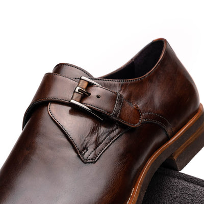 Zelli Italia Men's 55-605-CST ROMAN Italian Calfskin Monkstrap Chestnut