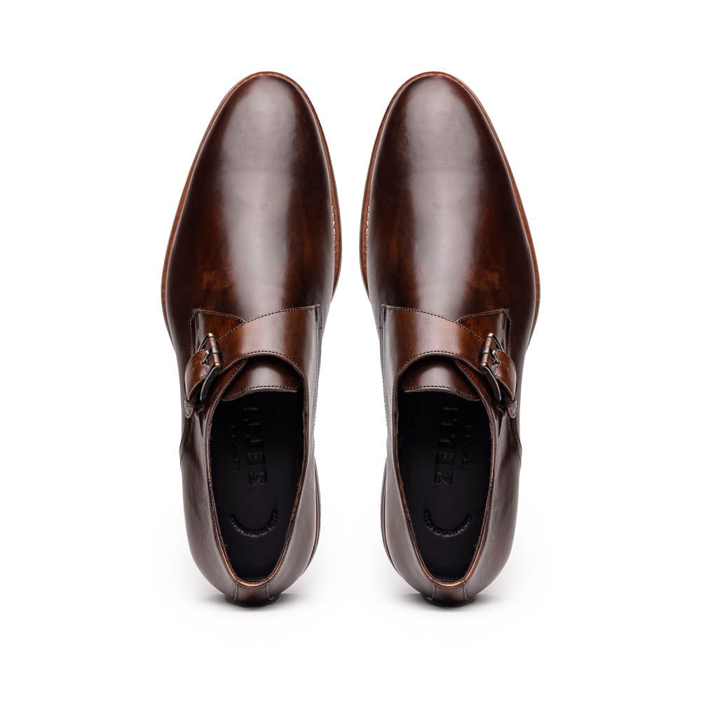 Zelli Italia Men's 55-605-CST ROMAN Italian Calfskin Monkstrap Chestnut