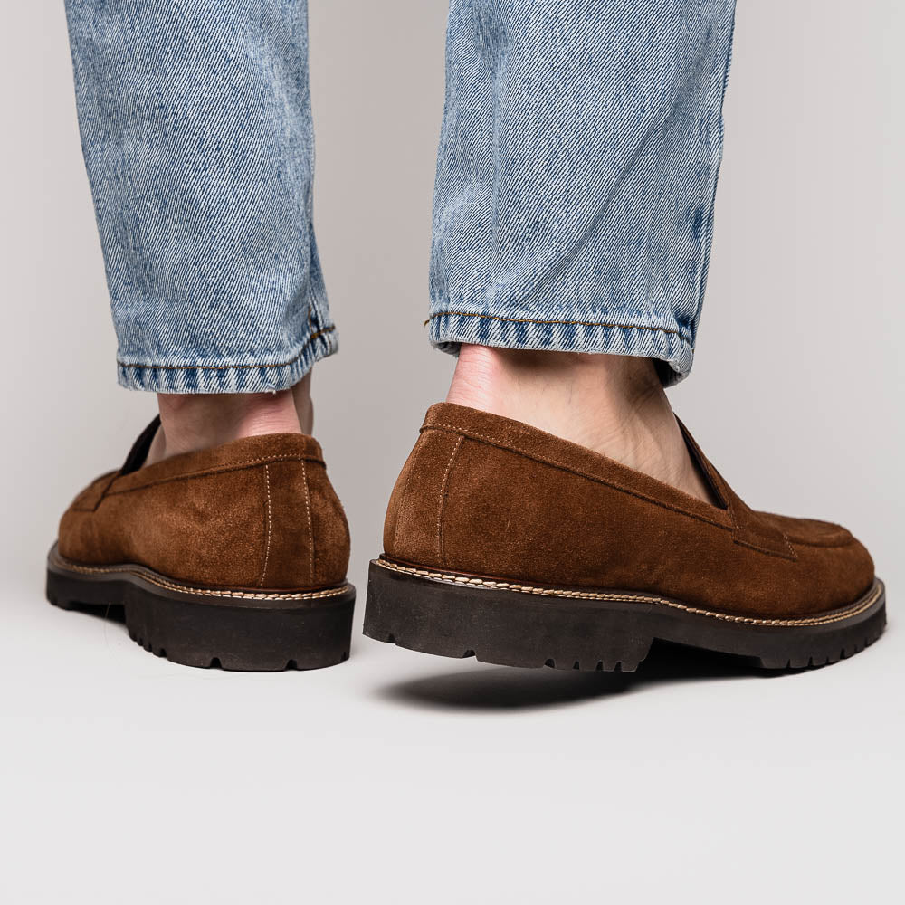 Zelli Italia Men's 16-657-TOB ROMA Italian Suede Penny Loafers Tobacco