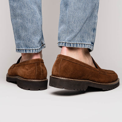 Zelli Italia Men's 16-657-TOB ROMA Italian Suede Penny Loafers Tobacco