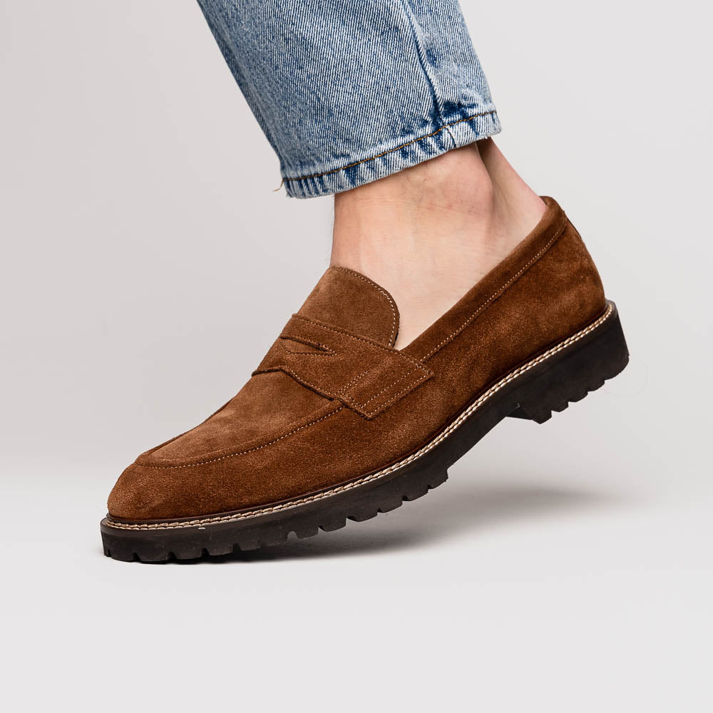 Zelli Italia Men's 16-657-TOB ROMA Italian Suede Penny Loafers Tobacco