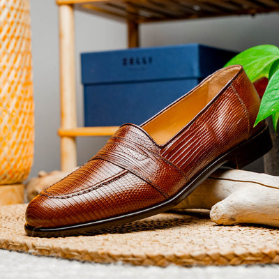 Zelli Italia 14-202-CGN ROSSI Teju Lizard Penny Loafer, Cognac Bottom View
