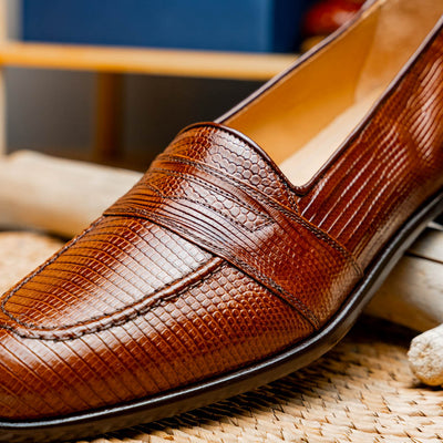Zelli Italia 14-202-CGN ROSSI Teju Lizard Penny Loafer, Cognac Lifestyle View