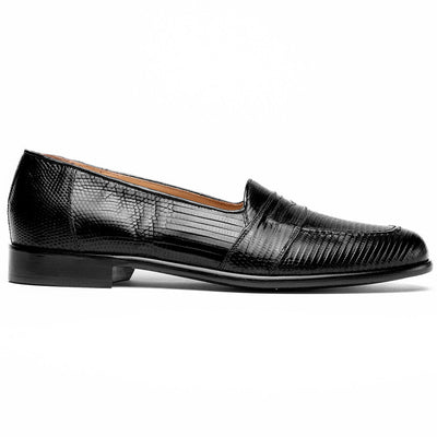 Zelli Italia 14-202-BLK ROSSI Teju Lizard Penny Loafer, Black Front View