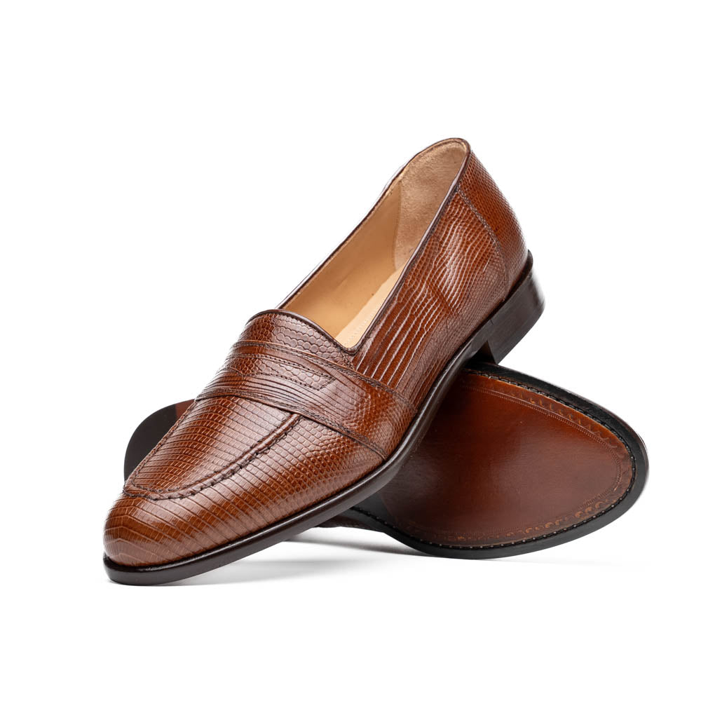 Zelli Italia 14-202-CGN ROSSI Teju Lizard Penny Loafer, Cognac Side View