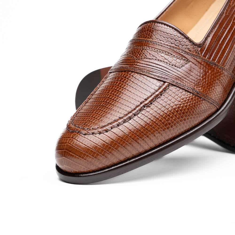 Zelli Italia 14-202-CGN ROSSI Teju Lizard Penny Loafer, Cognac Angled View