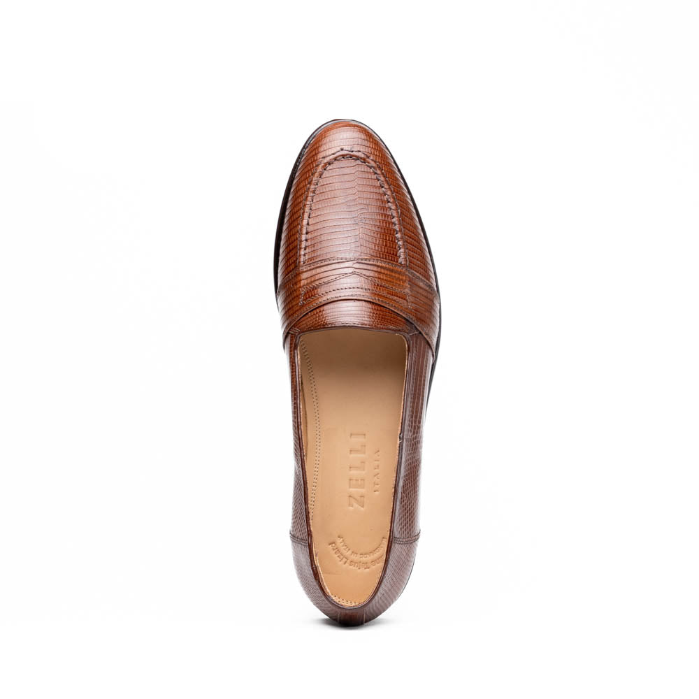Zelli Italia 14-202-CGN ROSSI Teju Lizard Penny Loafer, Cognac Back View